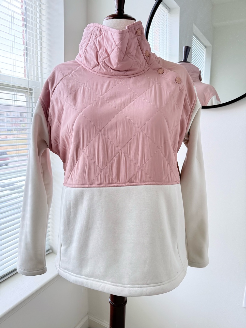 The North Face The Rosie Sherpa Po- Pink and Cream Sherpa Sweatshirt. NWOT